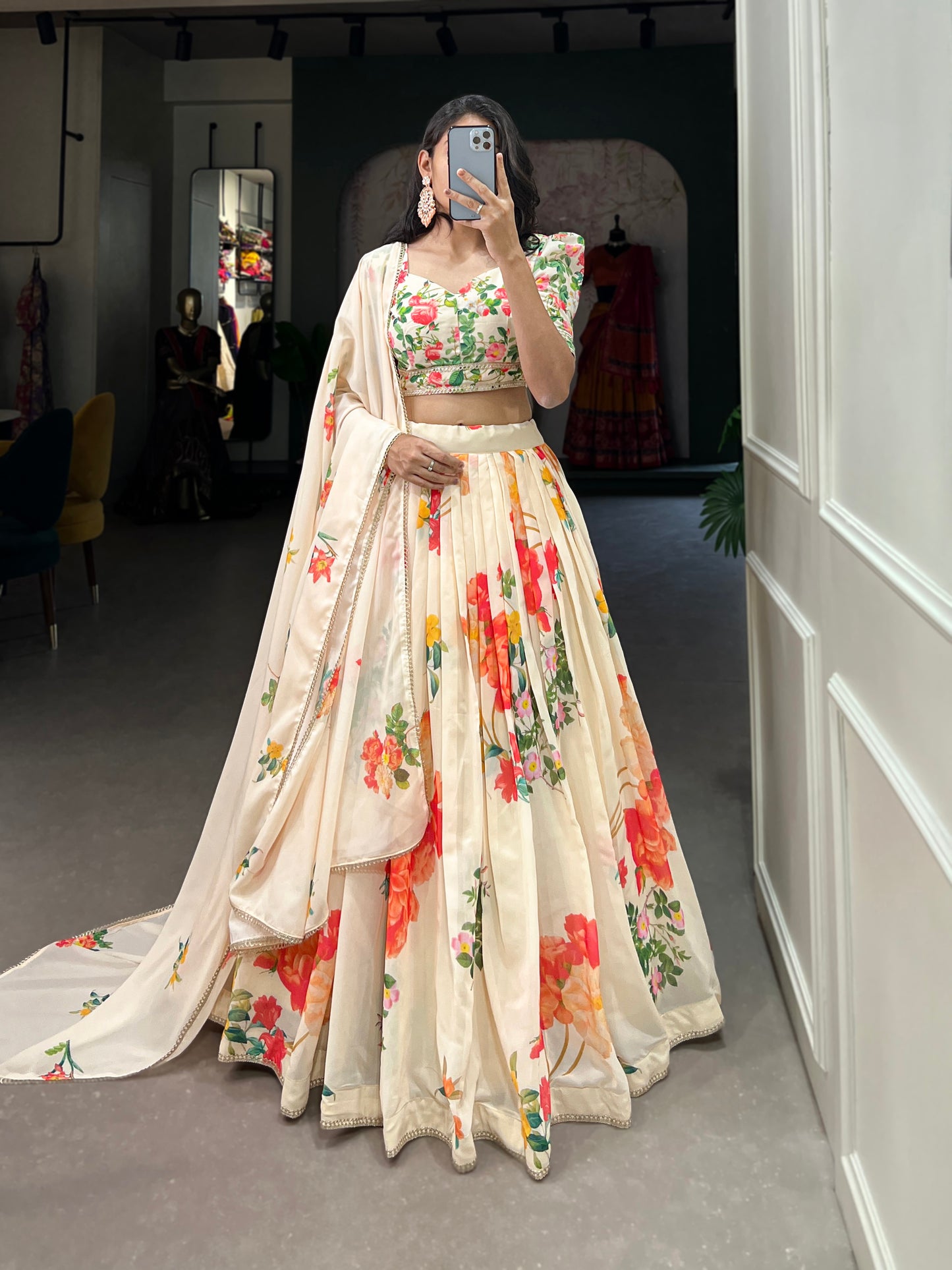 Floral Print Georgette Lehenga choli