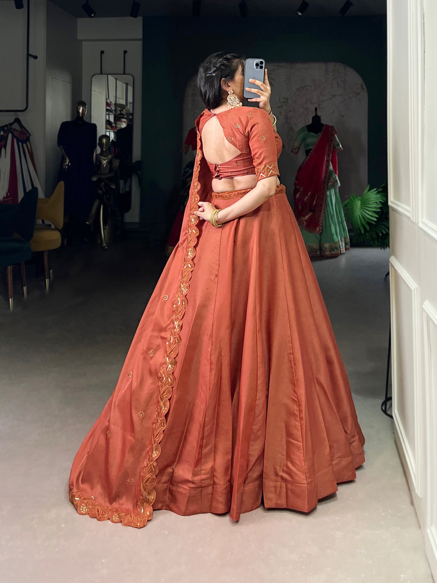 Wrapped in rust, woven with elegance Lehenga Choli
