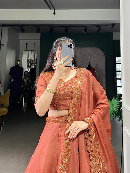 Wrapped in rust, woven with elegance Lehenga Choli