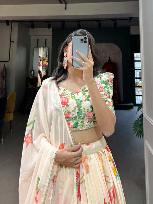 Floral Print Georgette Lehenga choli