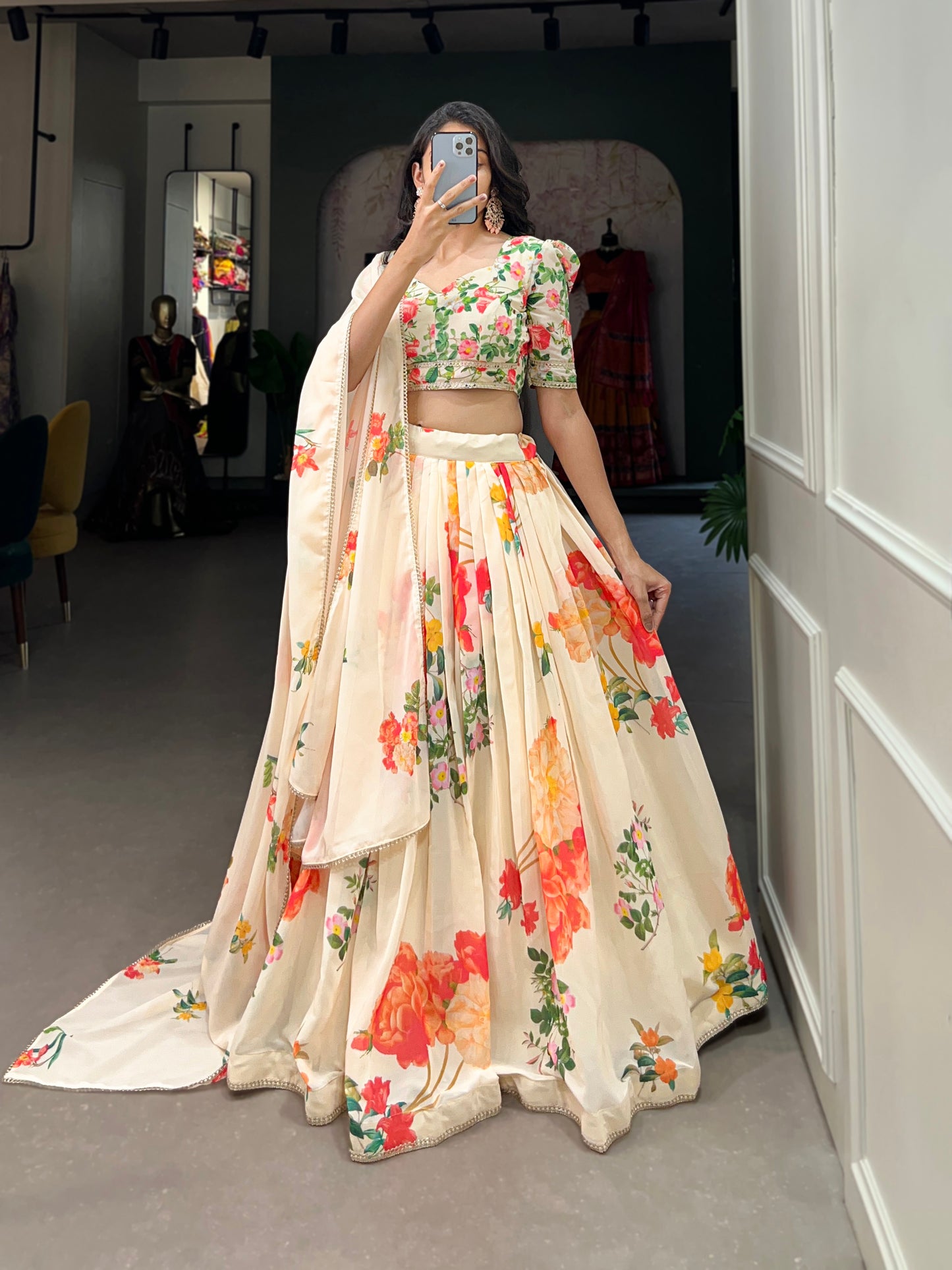 Floral Print Georgette Lehenga choli