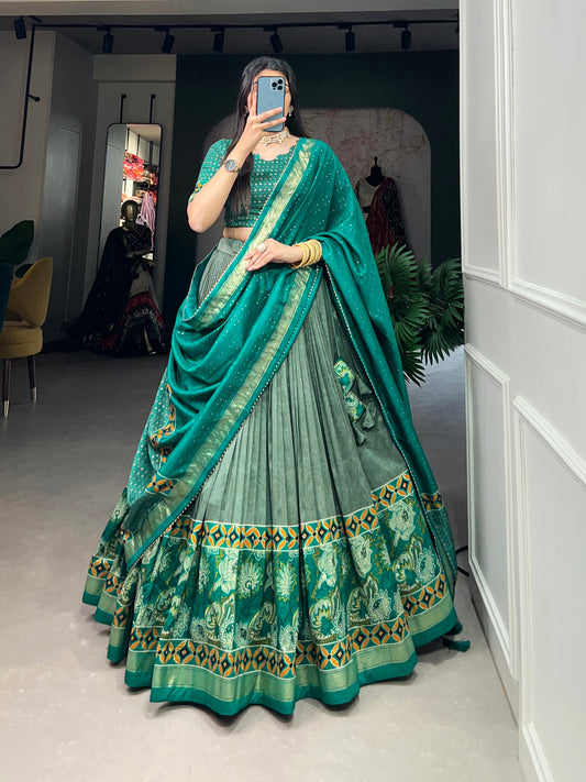 Unleash Your Inner Diva with This Tussar Silk Printed Lehenga Choli