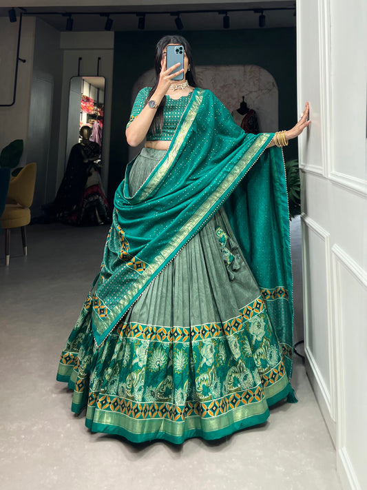 Unleash Your Inner Diva with This Tussar Silk Printed Lehenga Choli