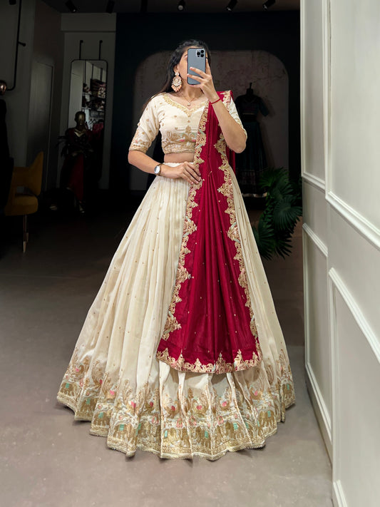 A bridesmaid statement in serene shades Lehenga Choli