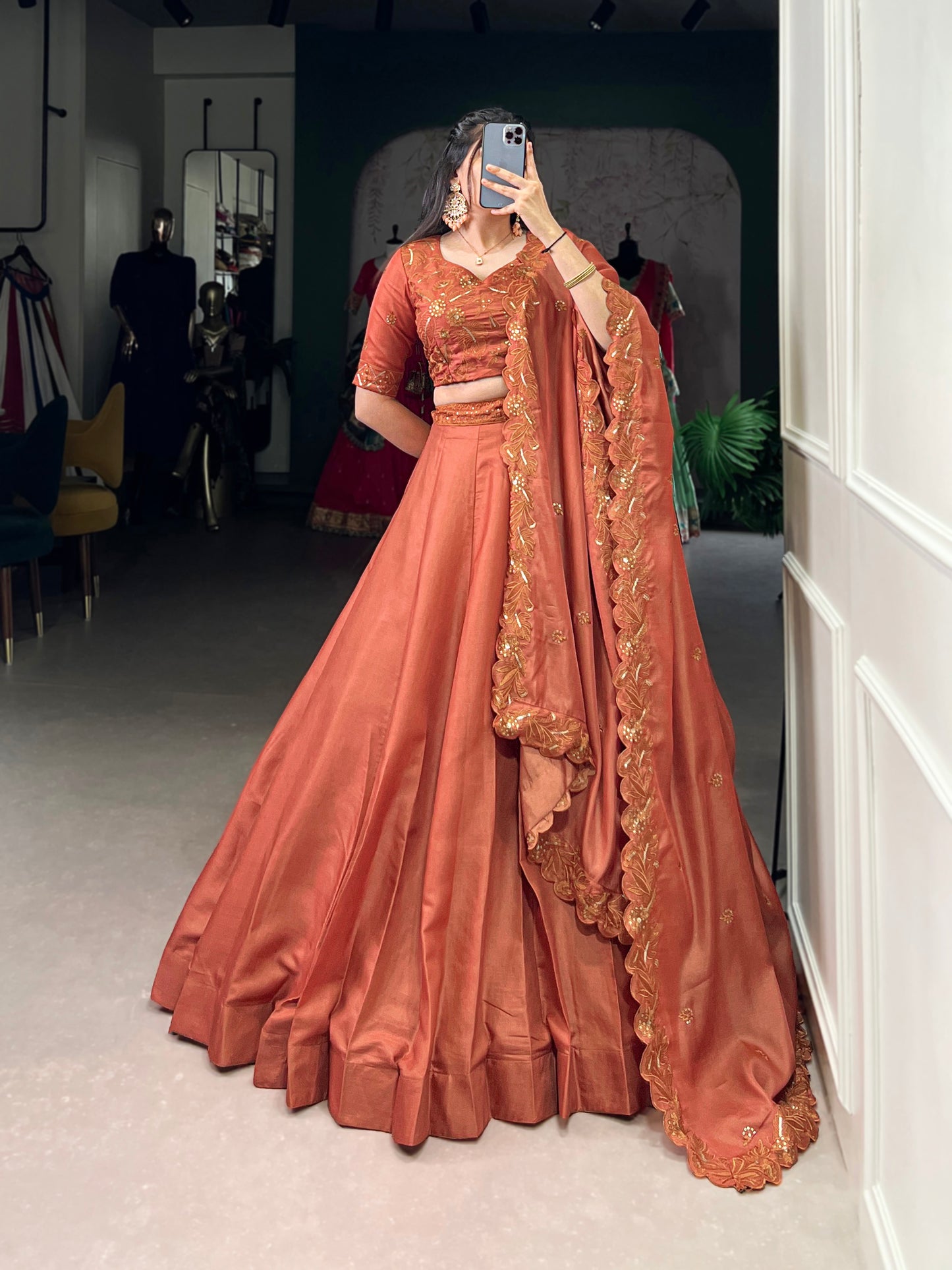 Wrapped in rust, woven with elegance Lehenga Choli