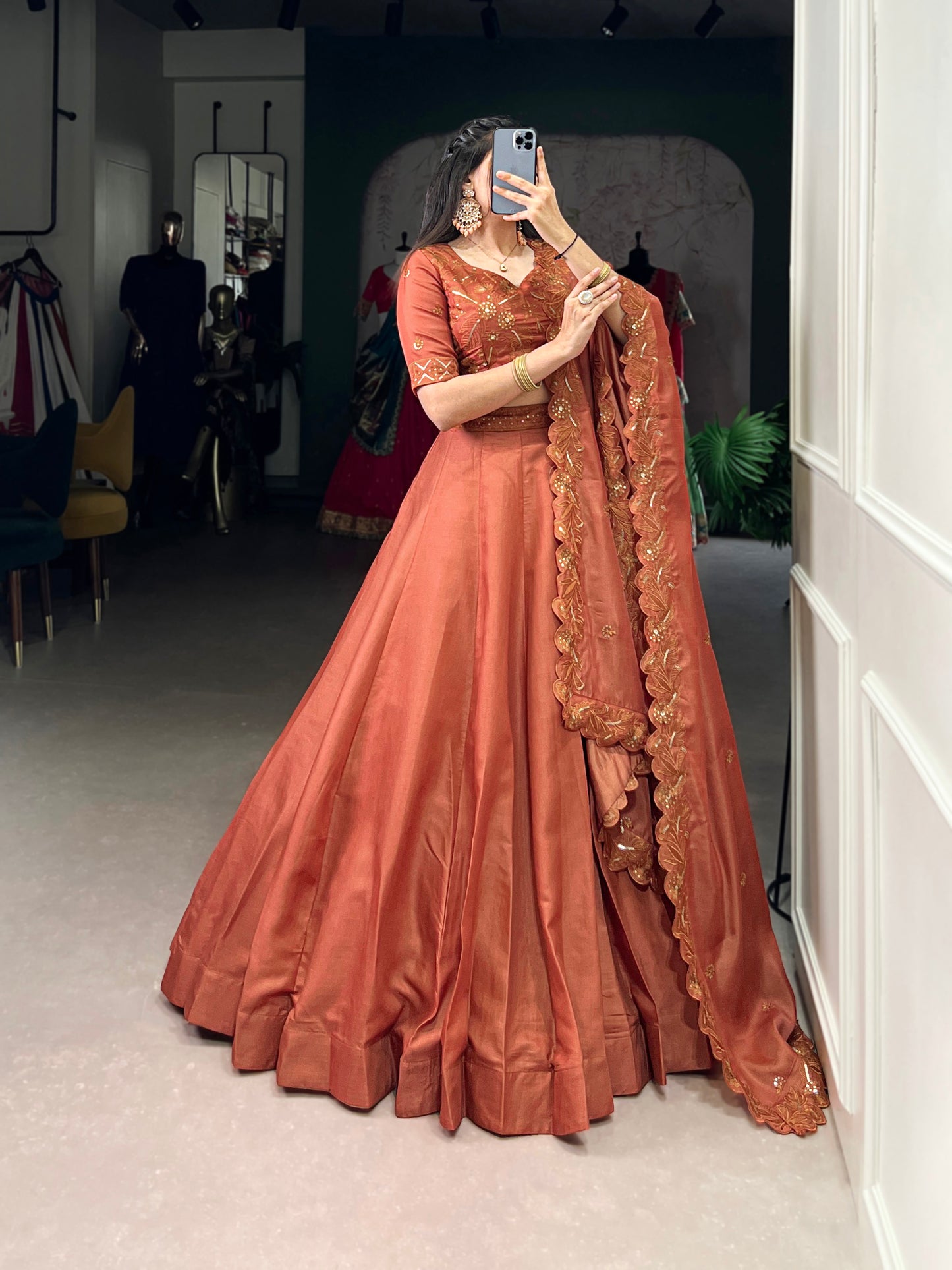 Wrapped in rust, woven with elegance Lehenga Choli