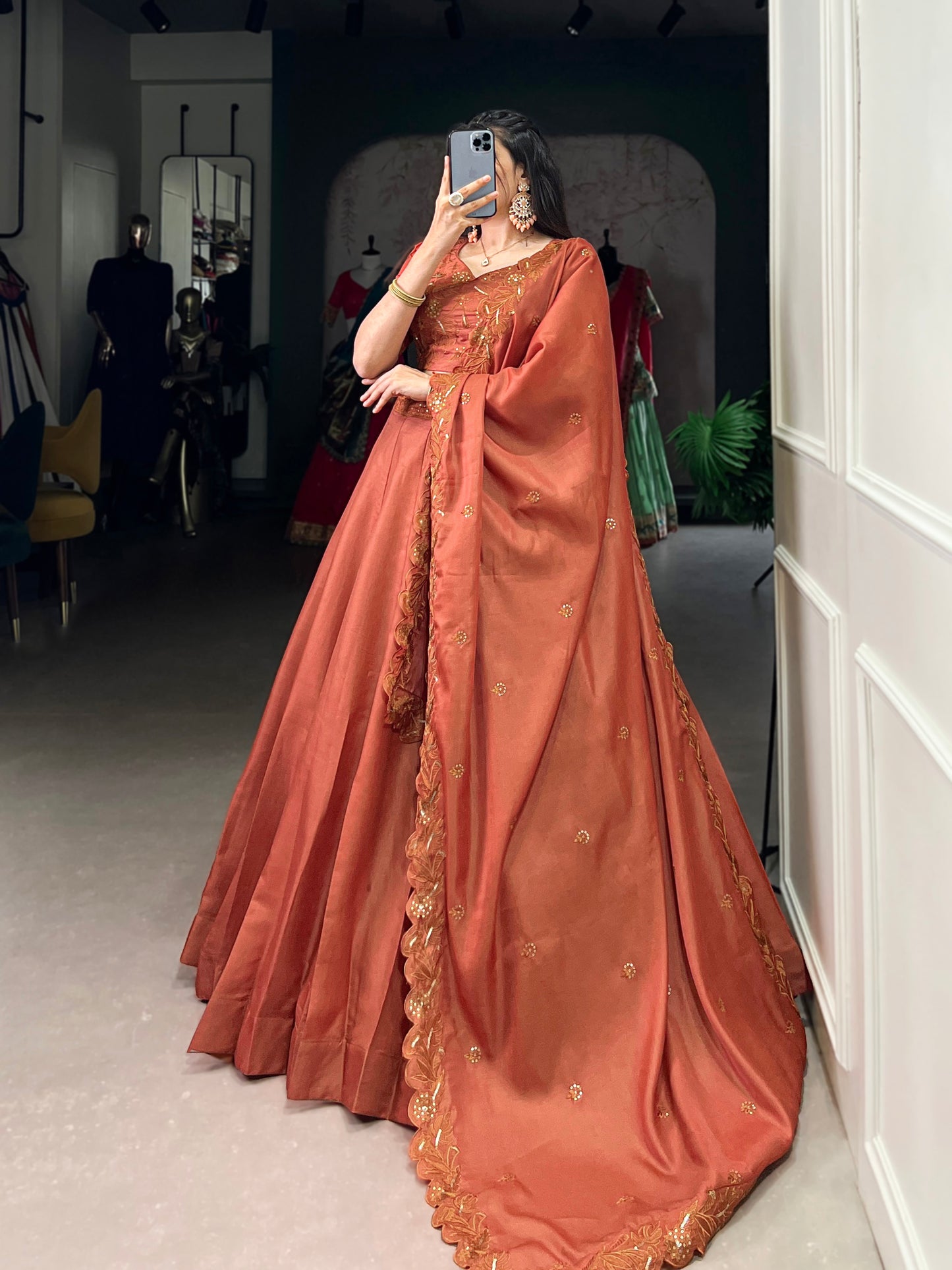 Wrapped in rust, woven with elegance Lehenga Choli